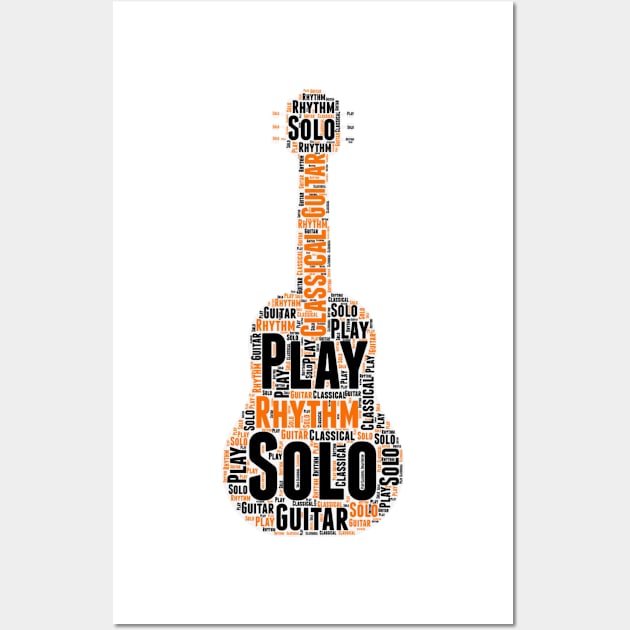 Classical Guitar Typography Art Wall Art by Abeer Ahmad